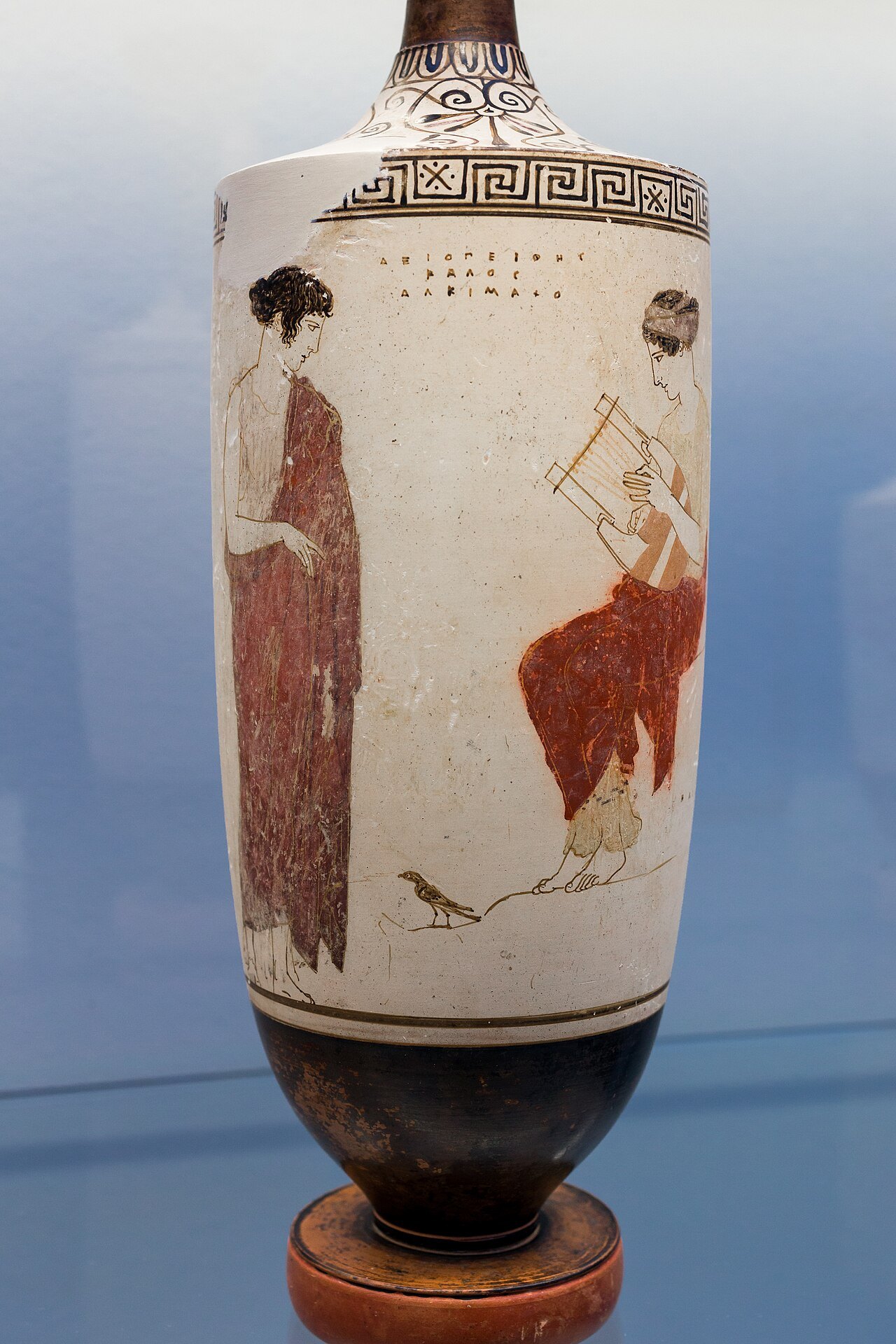Attic white-ground lekythos: two Muses on Mount Helicon, Achilles Painter, about 445-435 BCE.